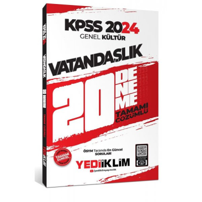 2024 KPSS Genel Kültür Vatandaşlık Tamamı Çözümlü 20 Deneme YEDİ